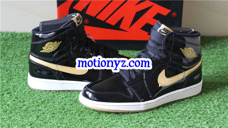 Authentic Air Jordan 1 Black Metallic Gold